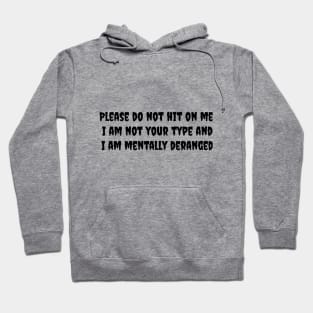 Please do not hit on me. I am not your type and I am mentally deranged Hoodie